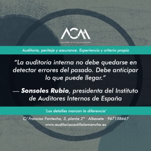 “La auditoría interna no debe quedarse en detectar errores del pasado. Debe anticipar lo que puede llegar.”